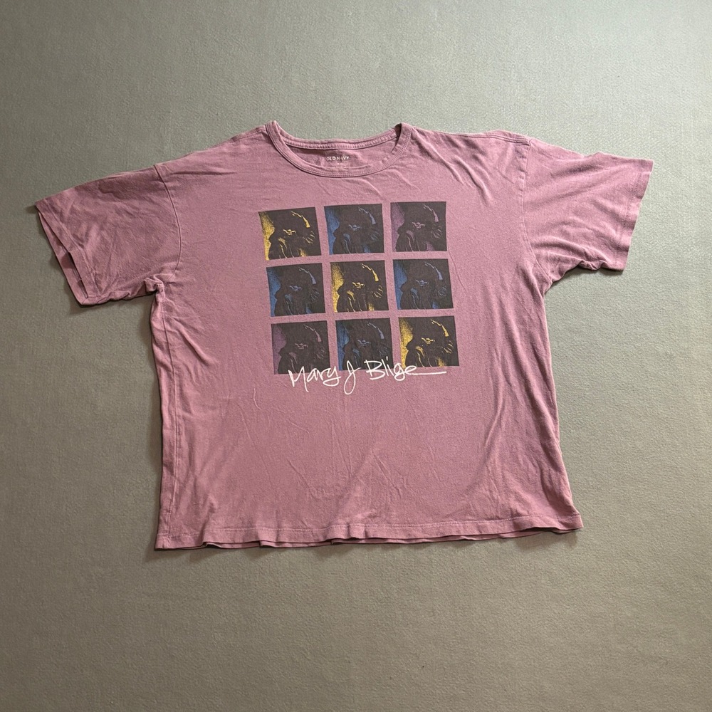 Old Navy‎ Mary J Blige Graphic T-Shirt Mauve Pink Medium Rap R&B Hip Hop Soul